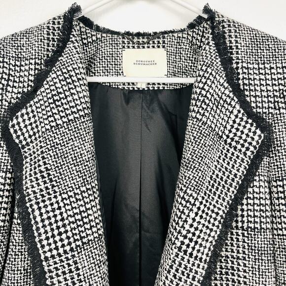 Dorothee Schumacher Houndstooth Black & White Tweed Blazer Jacket Sz 5/US 10 - Picture 4 of 9